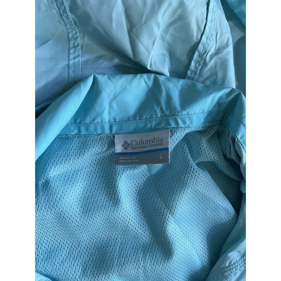 Columbia Woman's Teal Rain Jacket Hooded Full Zipper Size Large - Picture 2 of 2